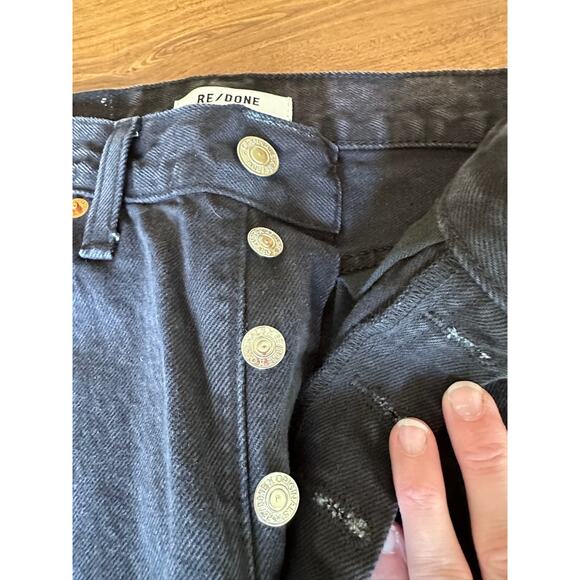 Redone Women's Denim Jeans 90s High Rise Loose Black Button Fly Size 26 - Picture 5 of 9